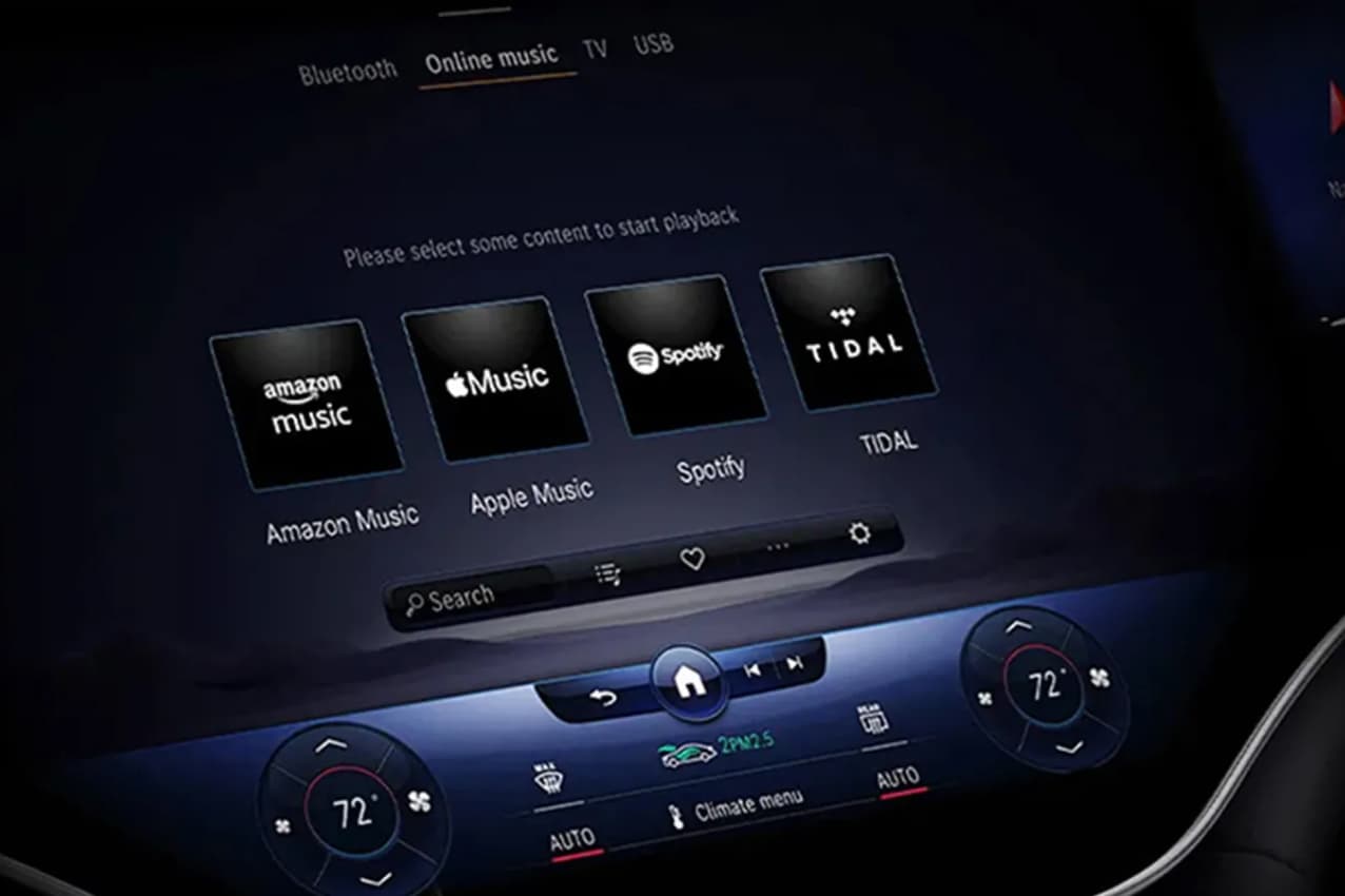 MBUX Online Music Streaming Screen
