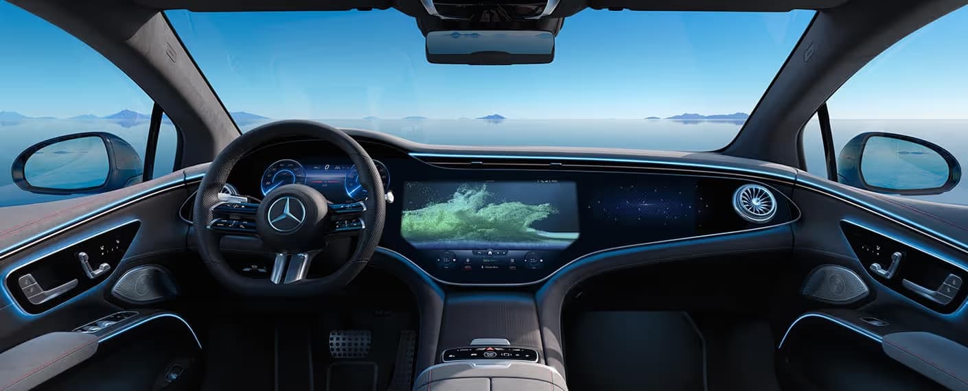 2022 Mercedes-Benz EQS interior with MBUX Hyperscreen display